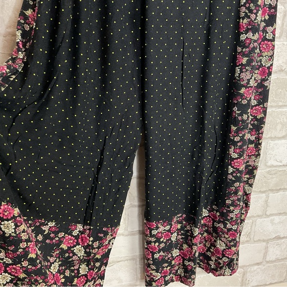Anthropologie Farm Black Floral Wide Leg Pants Size M - Picture 10 of 15